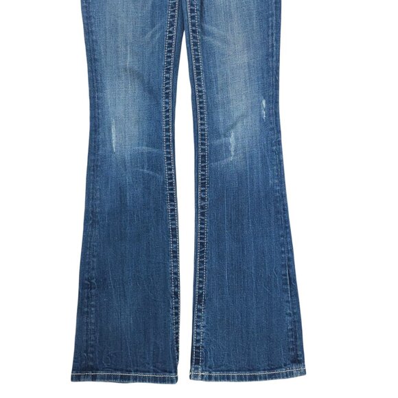 Miss Me Boot Cut Jeans READ Womens 26 Flap Pockets Low Rise Distressed Denim - Picture 13 of 16